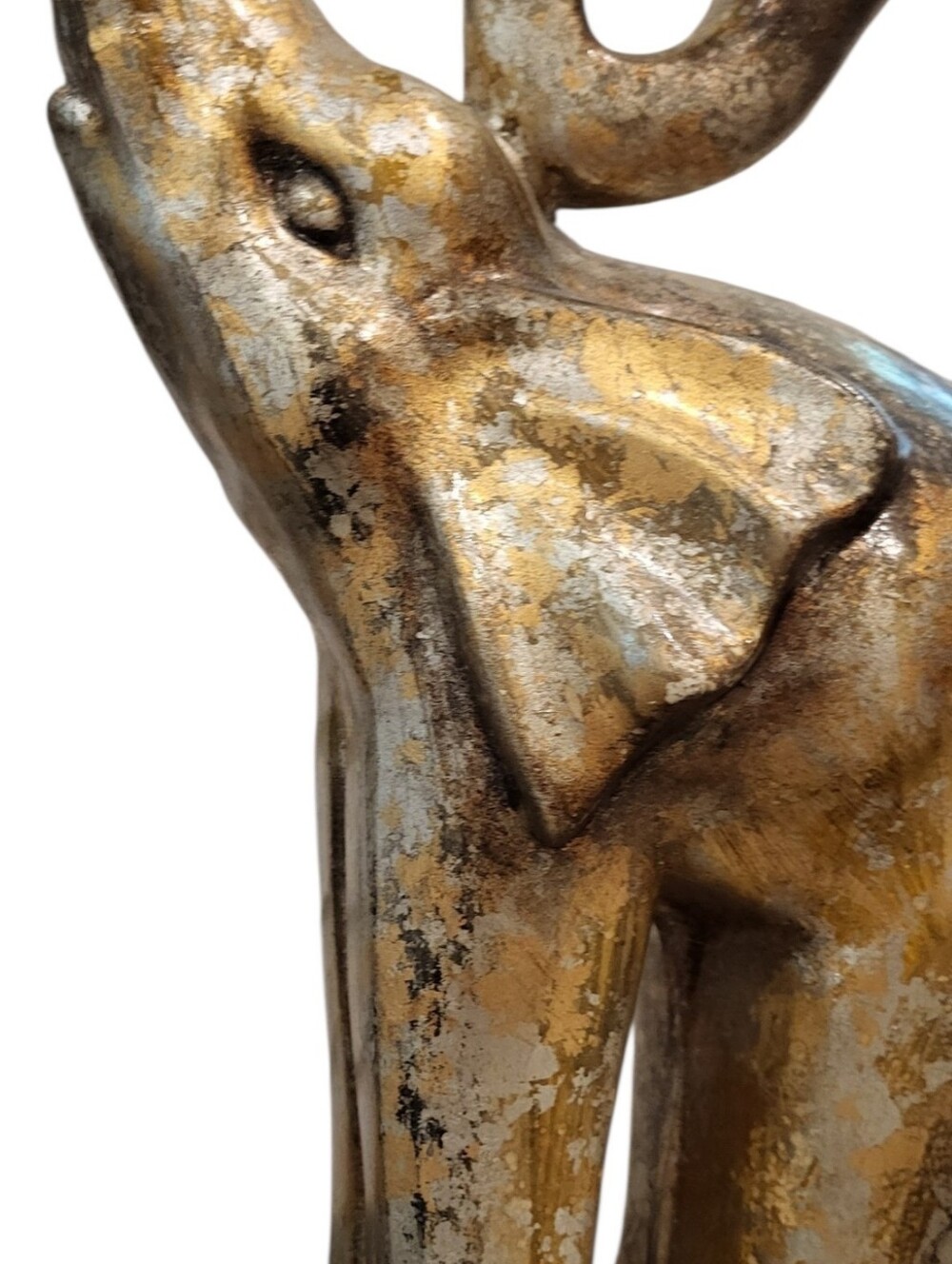 Vintage Distressed Patina Ceramic Trumpeting Elephant Statue. - Picture 8 of 10